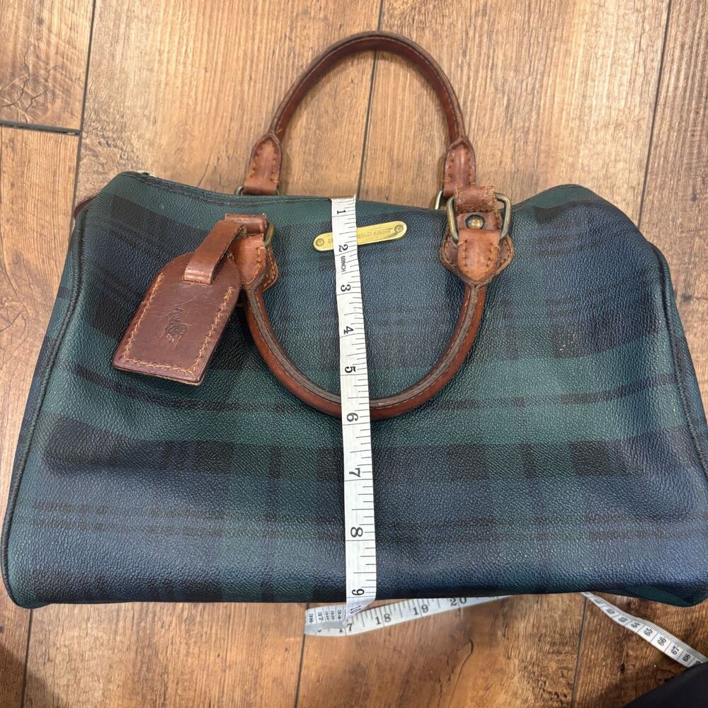 Vintage Polo Ralph Lauren Mini Boston Bag Blackwatch Green PVC Leather Handbag - Picture 13 of 14